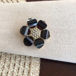 Vintage Floral Rhinestone Brooch